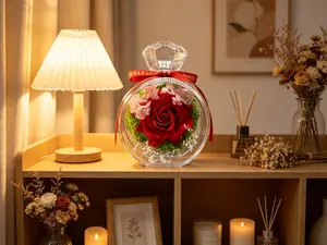 Giant Encounter Rose Real Flower Gift Box with Valentine's Day Perfume Bottle and Preserved Flowers, ideal for couple gifting, suitable for birthdays, confessions and proposals, home decorative ornaments, Mother's Day, anniversaries and wedding favors