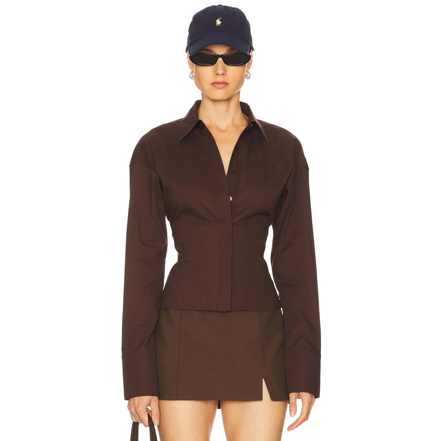 L'Academie Elsie Shirt in Chocolate Brown