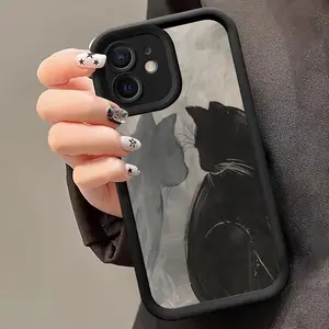 Black Cat Pattern Case for iPhone 16 15 14 Pro Max 13 12 11 XR XS Plus Shockproof Non Slip Military-Grade Protection Silicone Cover