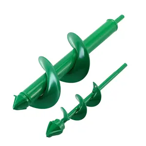 Garden Auger Drill Bit for Cordless Drill - 2 count, Bulb Planter Tool, Spiral Drill Bit, Earth Planting Auger - Green