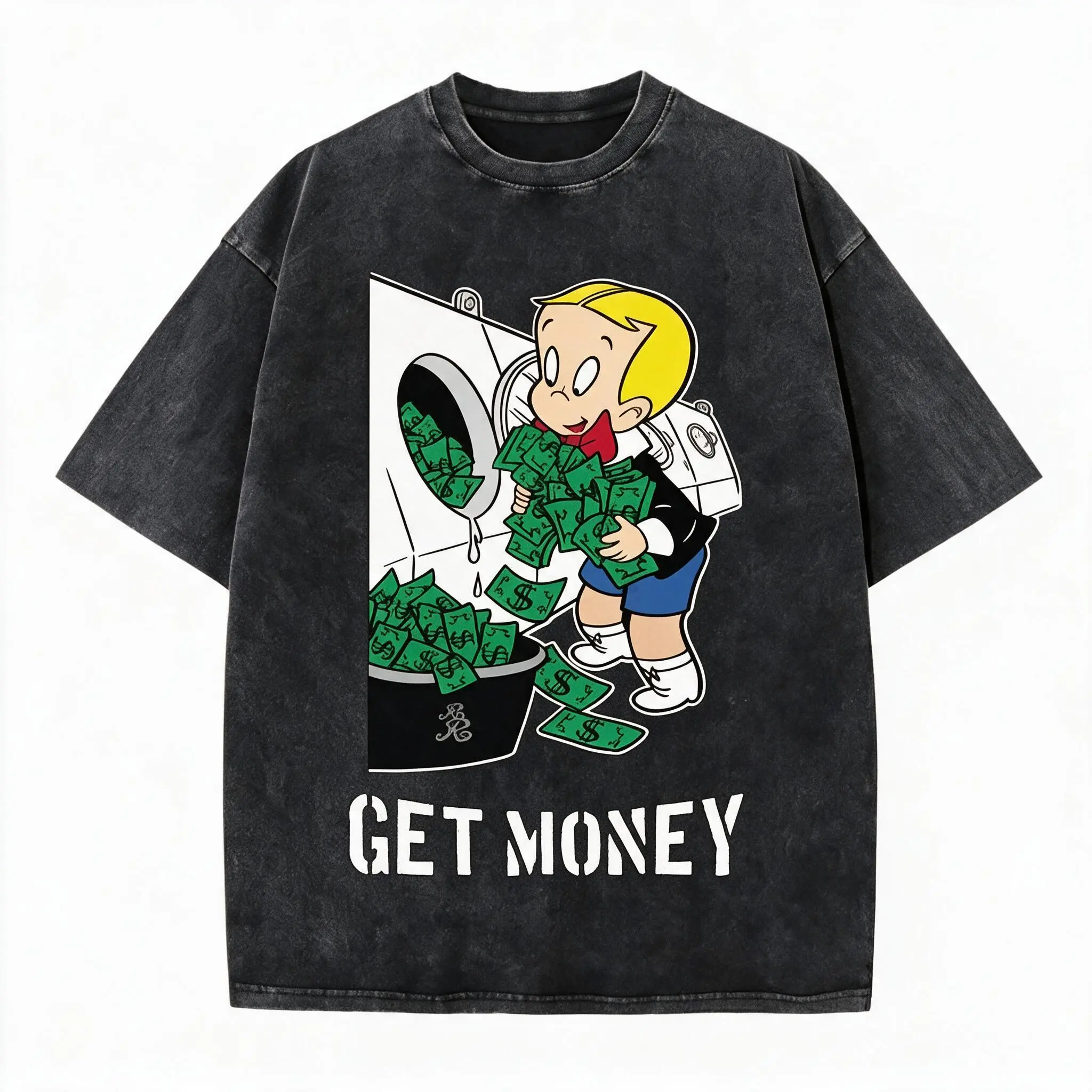 Unisex Funny Richie Rich Graphic Tee, retro wealthy meme streetwear top.Pure cotton short‑sleeve casual breathable shirt for men and women.
