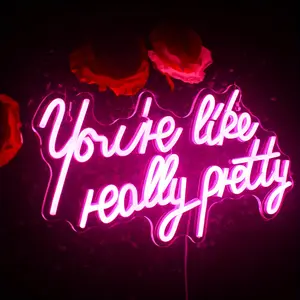 [Valentine's Day Gifts] You're like really pretty neon signs, pink LED neon signs, suitable for bedroom weddings, engagements, holiday vibes, and birthday party wall decorations USB powered, switch control
