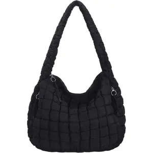 Puffer Tote Bag for Women Large Quilted Carryall Bag Soft Puffy Crossbody Lightweight Shoulder Handbags Work Travel