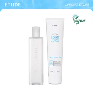 [ETUDE Official] Soonjung Best Skincare Set | pH5.5 Relief Toner 11.8 fl oz (350ml)+2x Barrier Intensive Cream 5.07 fl oz (150ml) | Panthenol, Madecassoside | Soothes dry skin | DealsForYouDays