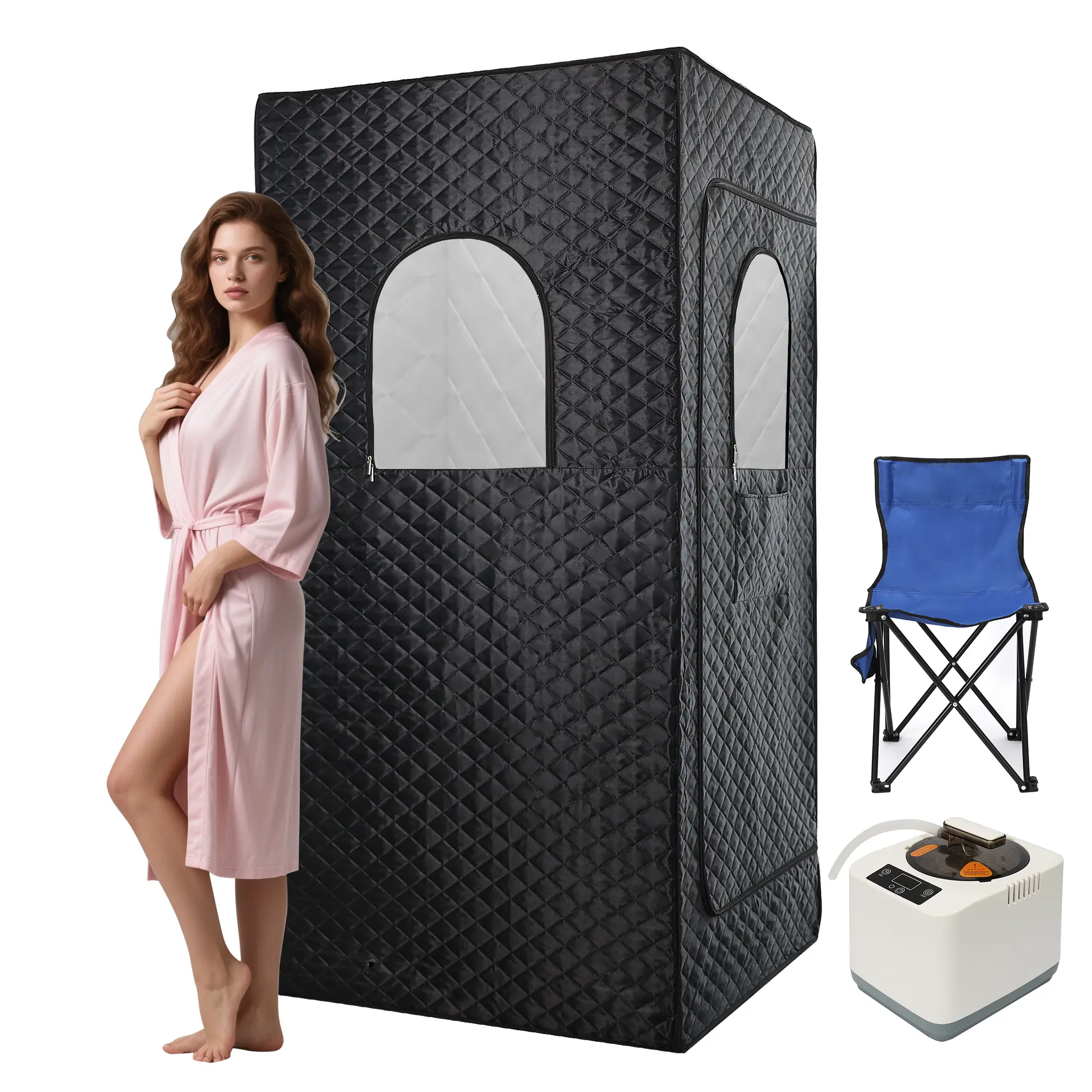 Professional Rectangle Portable Sauna Tent Kit with 1200W Fast-Heating Steam Generator, 3L Capacity Tank, Remote Control, Portable Design & Convenience for Indoor Home Personal Use
