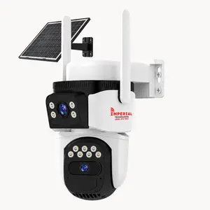 Imperial 2MP Dual Lens Solar Security Camera, Wireless Outdoor, 2.4GHz/5GHz WiFi, PTZ Camera 1080P, AI Human Detection & Auto Tracking, Color Night Vision, 24/7 Recording, 8000mAh Battery, Cloud Storage, IP66 Waterproof
