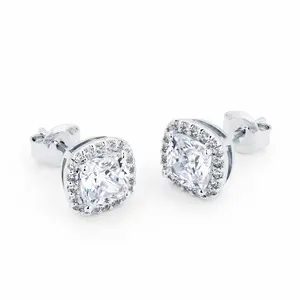 Sterling Silver needle Stud Earring for Women ,Halo Stud Hypoallergenic Earrings 5A Cubic Zirconia Earrings,Hypoallergenic Perfect Jewelry Gifts