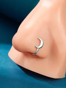 Punk Style Moon Design Fake Nose Ring, U-shaped Clip on Faux Nose Piercings, Fake Septum Cuffs, Non Piercing Jewelry for Women & Men