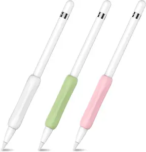 3 Pack Silicone Grips Holders for Apple Pencil (USB-C) & Apple Pencil (1St / 2Nd Generation) Ergonomic Protective Skin Sleeve Compatible with Ipad Pen (White,Green,Pink)