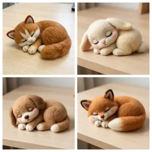 1Set Animal Needle Felting Kit, Felting kits for Beginners adult with Step-by-Step Video Tutorials, Cat/Rabbit/Dog/Fox DIY Felting Kit, Cute Funny Home Decorative Ornaments, Birthday Valentine's Day and Christmas Gifts