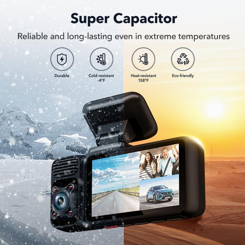 REDTIGER F17 4K 3-Channel Dash Cam with 5GHz WiFi GPS, 64GB Card, 2160P+1080P+1080P Cameras, IR Night Vision, Parking Mode, Fathers Day Gift