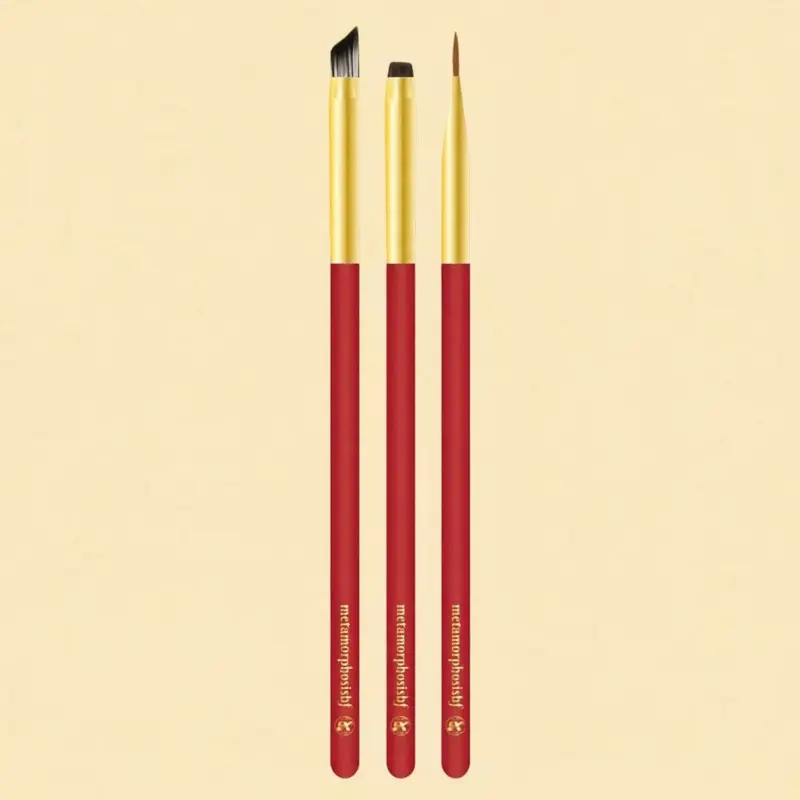 Red Eyeliner Brush Set, Angled Liner Brush with Synthetic Hair Fine Tips for Eyes/Brows Precision Makeup Application