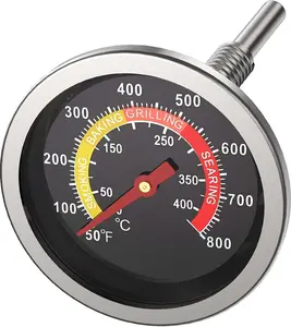 Alloxity Grill Temperature Gauge 2.36", 0.35" Probe Diameter, Grill Thermometer for Various Types of Grills, Durable & High-Temperature Resistant, BBQ Thermometer with 4 Visible Colored Zones (Silver)