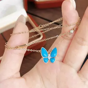 LisiZen Fashion New Blue Butterfly Necklace Collarbone Chain DZXL4239