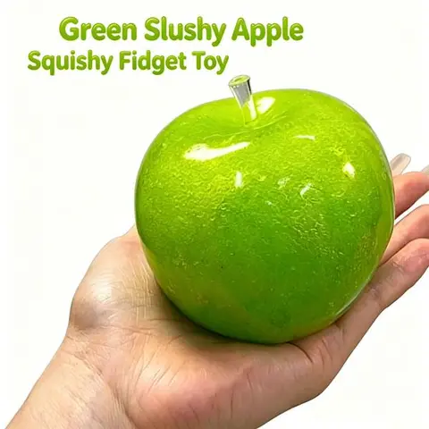 Handmade Green Slushy Squishy Stress Ball - Flexible TPU Sensory Squeeze Squishies Toy (3+ Age), All Grip Strength Desk Relief Item, Whimsical Gift for Toys for Grown Ups Fidgeters