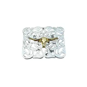 Men's Rectangle Longhorn Buckle for Western Outfits