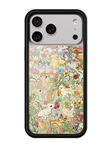 Taylor Giavasis Collab | Limited Edition Trendy Collaboration iPhone Case | Raised Protective Black Bumper | Women Owned Small Business | Cute Wildlife Creatures Deer and Bunnies and Mice Floral  | Safety Casing Protective | Gift for Her