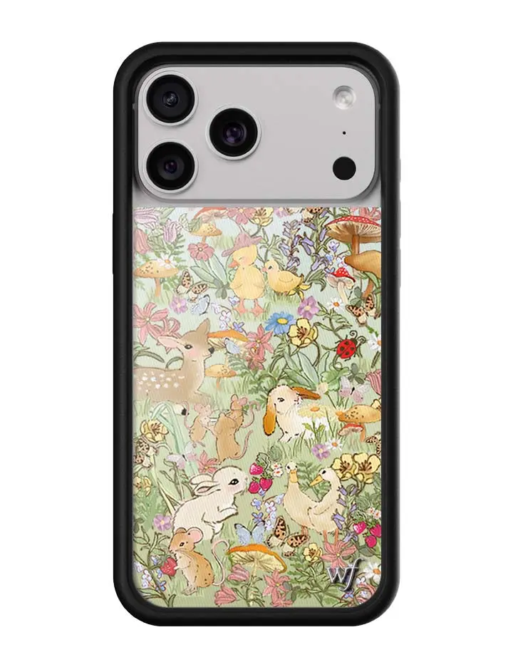 Taylor Giavasis Collab | Limited Edition Trendy Collaboration iPhone Case | Raised Protective Black Bumper | Women Owned Small Business | Cute Wildlife Creatures Deer and Bunnies and Mice Floral  | Safety Casing Protective | Gift for Her