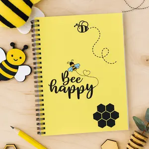Honey Bee Happy Journal, Daily Spiral Notebook, Planning Diary, Cute Honey Bee Design, Gift for Writers, Student Journal, Bee Lovers Journal girly notebooks