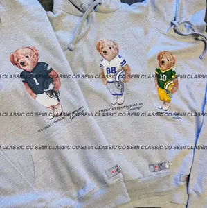 Football All Team Graphic Hoodie Pullover Vintage Sport Bear Varsity Sweatshirt