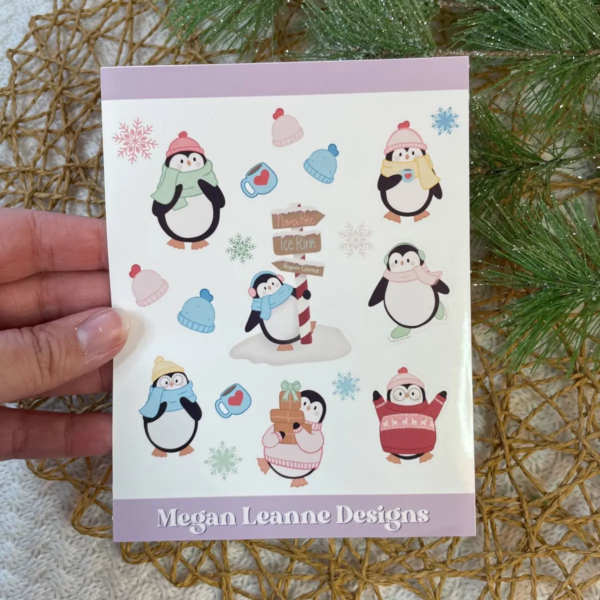 Penguin snow days sticker sheet