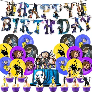 Ghost Mom Theme Children’s Birthday Decoration Set — Flag Banner + Backdrop Fabric + Balloons + Cake Decoration Supplies — Birthday Decorations