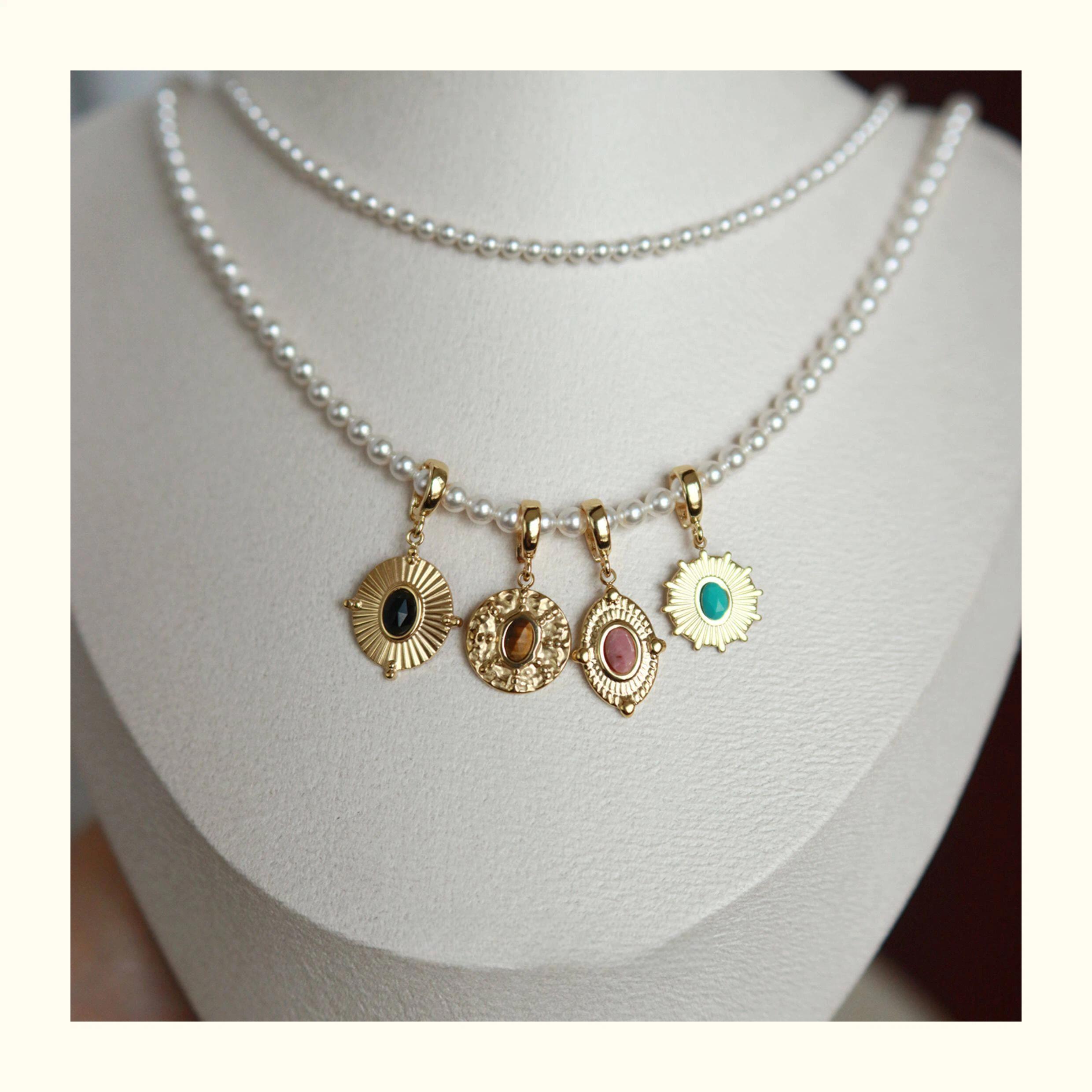 Clip-On Charm Pendant Set – Detachable DIY Necklace Charms | Mother of Pearl Gold Jewelry Collection Clip-On Charm Pendant Set – Detachable DIY Necklace Charms | Mother of Pearl Gold Jewelry Collection