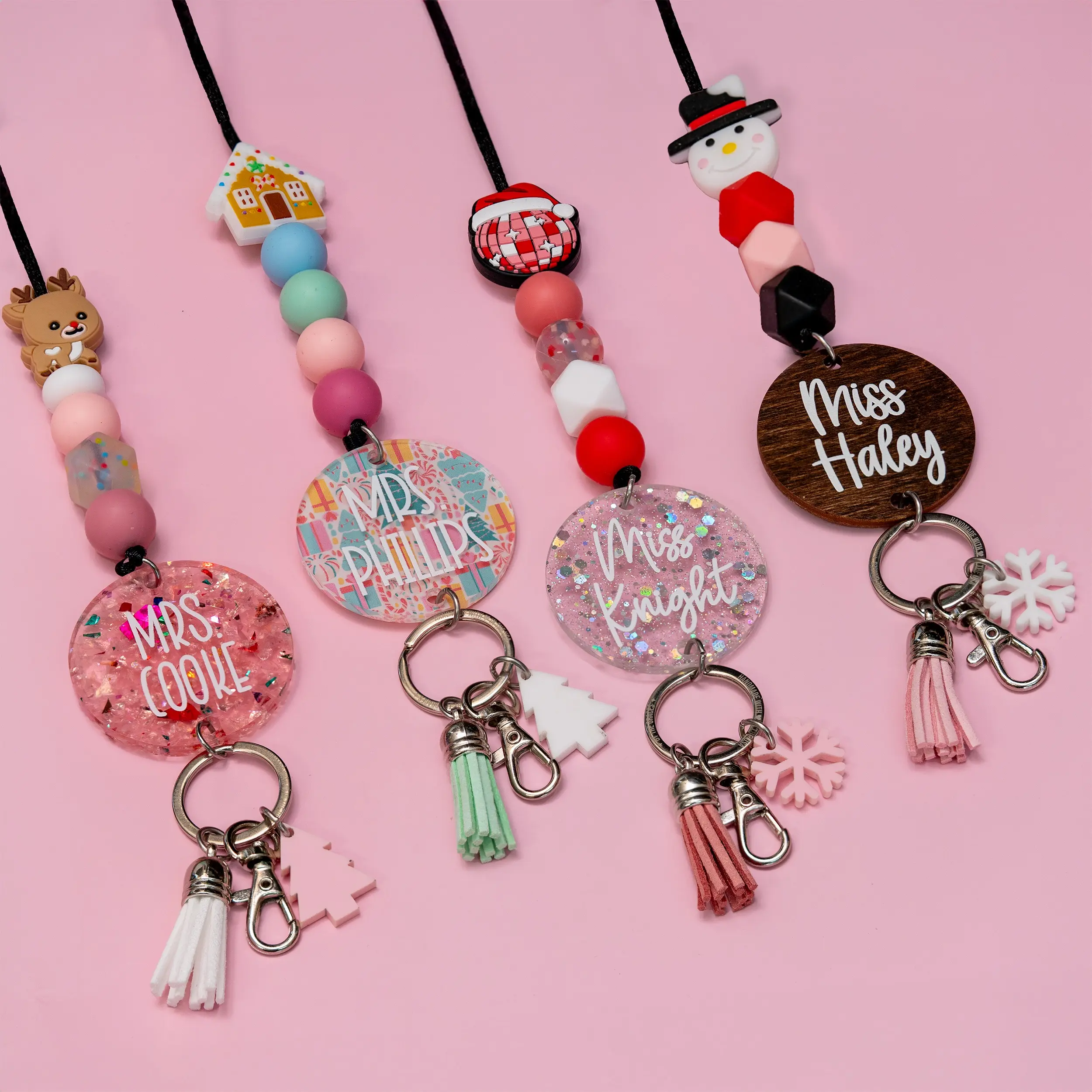 By the Graces - Christmas Teacher Lanyards - Extremely Durable, Cute, & Stylish Lanyard - Amazing and Affordable Teacher Gift - Beaded Lanyard
