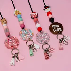 By the Graces - Christmas Teacher Lanyards - Extremely Durable, Cute, & Stylish Lanyard - Amazing and Affordable Teacher Gift - Beaded Lanyard