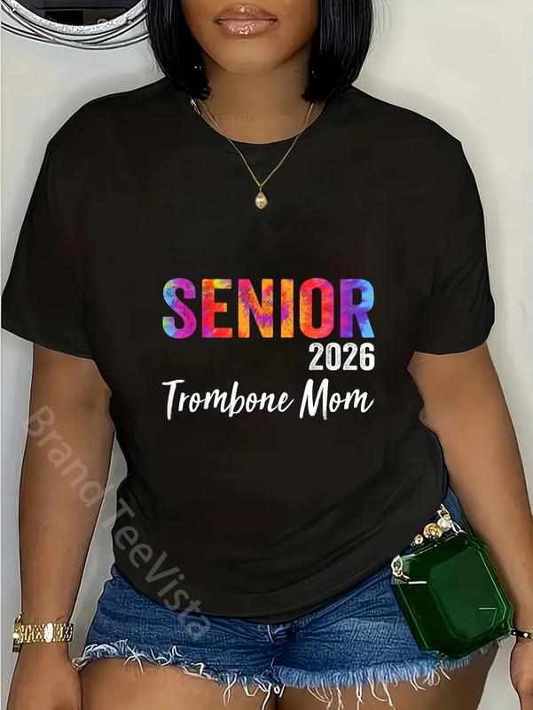 100% Cotton Senior Band Mom 2026 Trombone Marching Band Class of 2026 T-Shirt