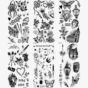 6 Waterproof Temporary Tattoo Stickers, Durable Realistic Floral Animal Designs, Comfortable Body Art for Men Women