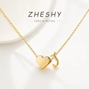 Dainty 14K Gold Plated Heart Letter A-Z Necklace, Women's Fashion Jewelry, Personalized Love Letter Necklace, Suitable for Gifting Mother or Girlfriend Holiday Gifts, Birthday Gifts, Mother's Day gift
