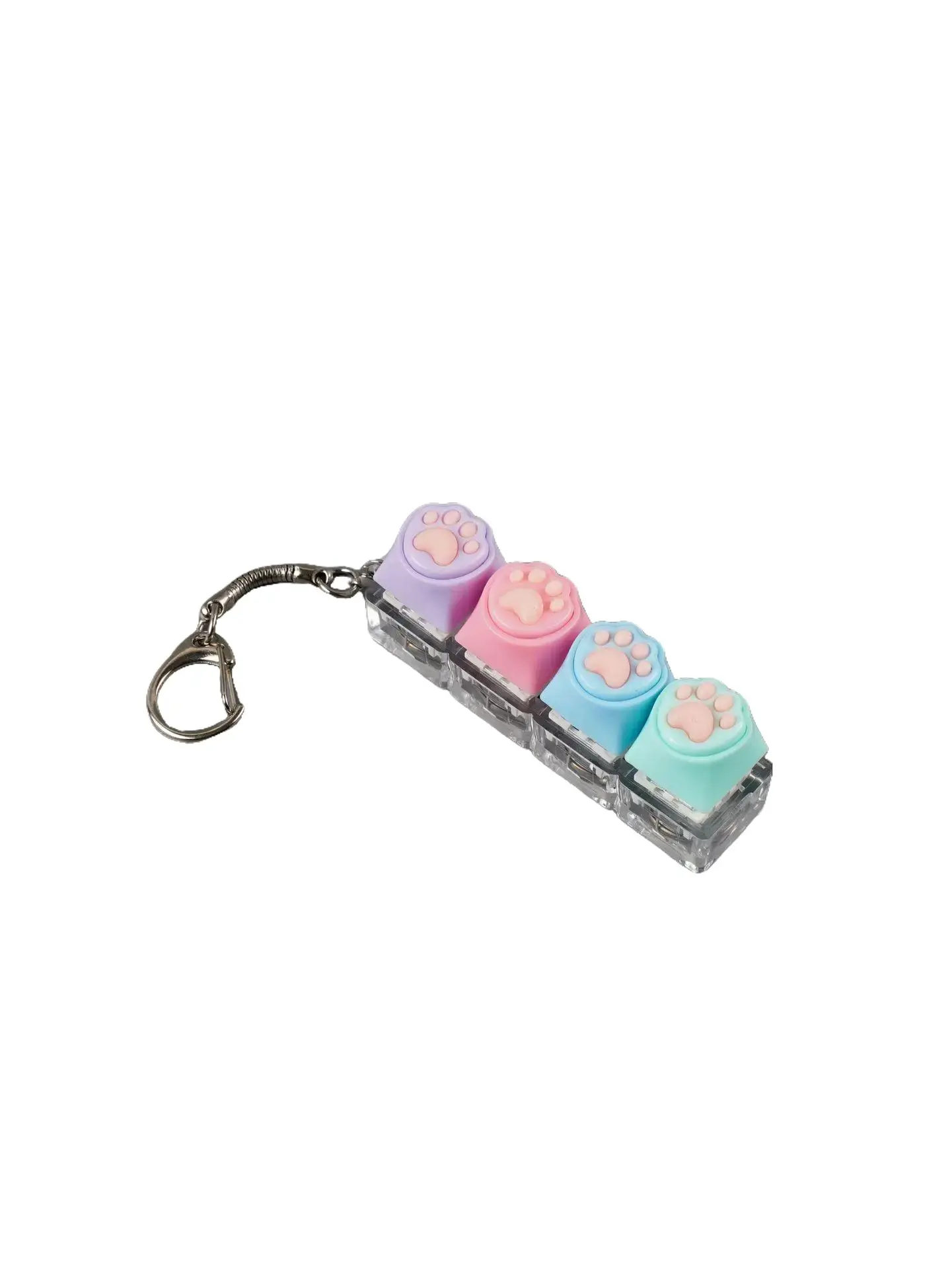 Cute Pocket-Sized Plastic Keyboard-Shaped Stress Relief Fidget Keychain, Portable, Ultra-Precise Split Keyset, Satisfying Clicky Buttons, Touch Feedback, Tactile Enjoyment, Adult Relaxation Fashion Accessory, Transparent Cover, With Base, Everyday Gift, 1