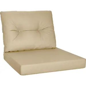 Outdoor Loveseat Cushions for Patio - 24x24 Waterproof Replacement Cushions - Deep Seat & Backrest Cushion Set for Patio Couch, Bench, Swing - Beige
