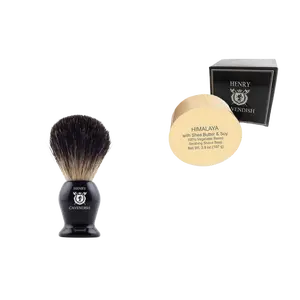 Henry Cavendish® Himalaya Shave Kit with - Shave Soap with Shea Butter & Coconut Oil. Long Lasting 3.8 oz Puck Refill, Plus a Gentleman's 100% Pure Badger Hair Shave Brush.