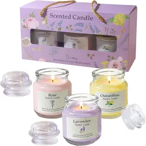 Scented Candles Gift Set, 3 Pack Soy Wax Aromatherapy Candles, Lavender Rose Osmanthus Candles for Women, Cozy Relaxing Home Fragrance, Perfect for Mother's Day, Birthday & Christmas Gifts