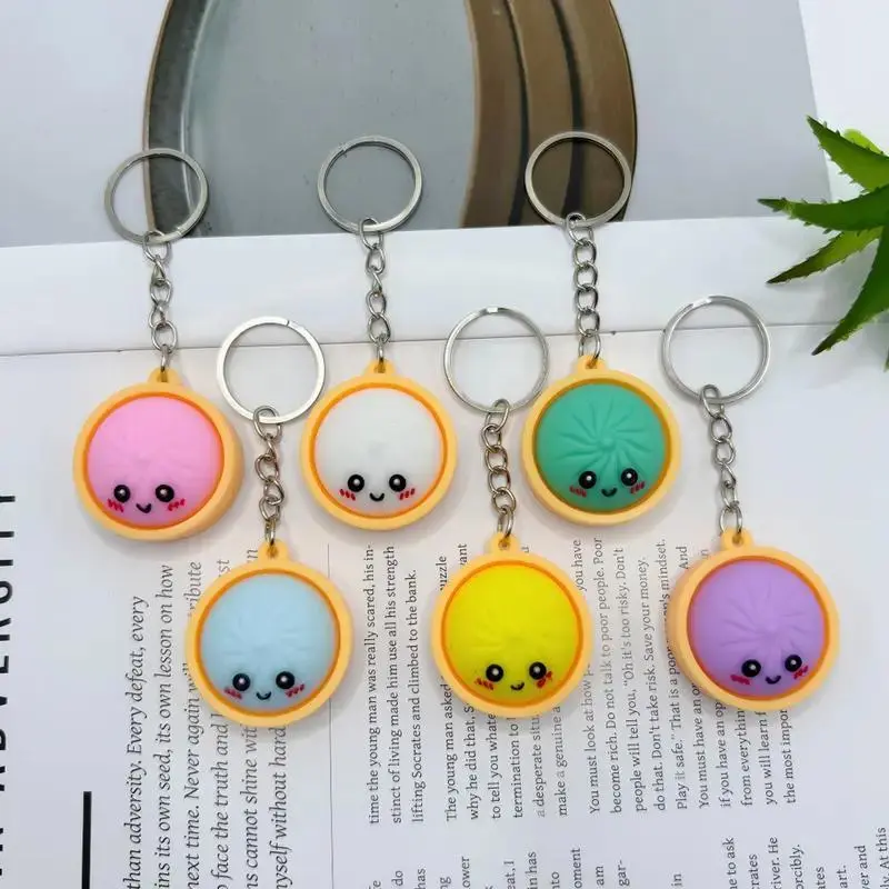 Light-Up Dumpling Fidget Keychain, PVC Food-Shaped Stress Relief Pendant, Wear Resistant Mini Cartoon Charm, Portable Pendant For Keys And Backpacks, Ideal For Party Favors, School Prizes And Holiday Gifts, Colors Sent Randomly relief toy