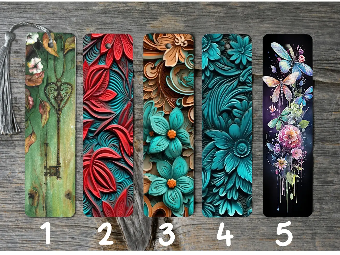 Colorful Floral Metal Bookmarks with Tassels, 6 Inches Height, Durable Unisex Book Accessories, High-Gloss Print, Smooth Finish, Multiple Designs, Unique Thoughtful Gift for Friends, Literature Enthusiasts, Stocking Stuffers