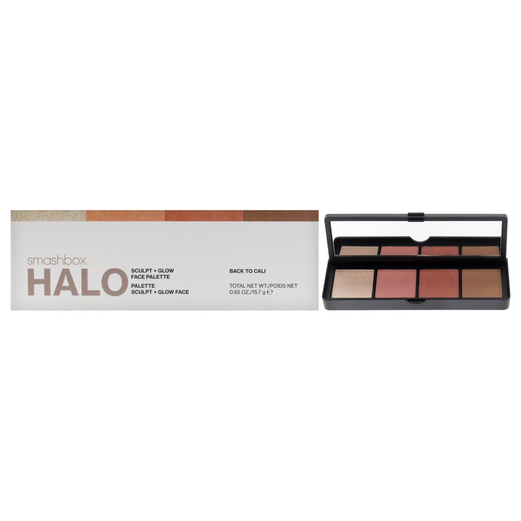 Women's SmashBox Halo Sculpt Plus Glow Compact Cosmetic Face Palette - Black to Cali, Blendable Gradient Shades, 0.55oz Makeup, Powder
