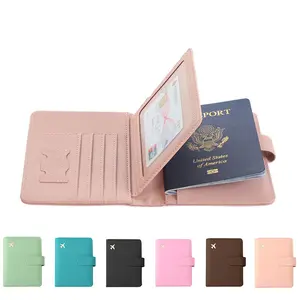 Leather Passport Holder Covers Case Waterproof Travel Credit Card Wallet Cute Passport Book for Women/Men Buckle Passport Cover