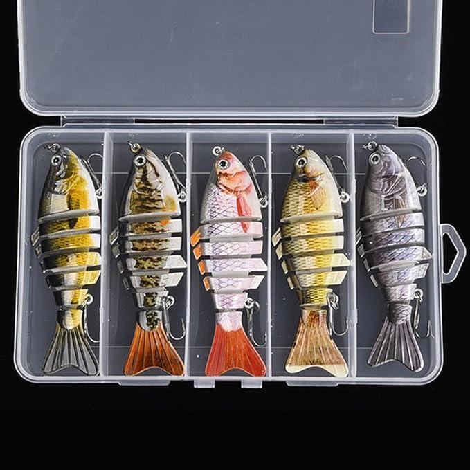 5pcs Fishing Lure, Multi Jointed Swimbaits, 7 Segment Plastic Hard Bait, for Fishing Lover Freshwater Saltwater Angling