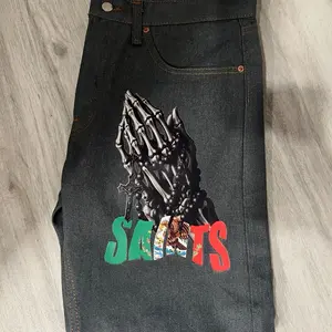 Praying Hands - Classic Straight Leg  GRAY Jeans