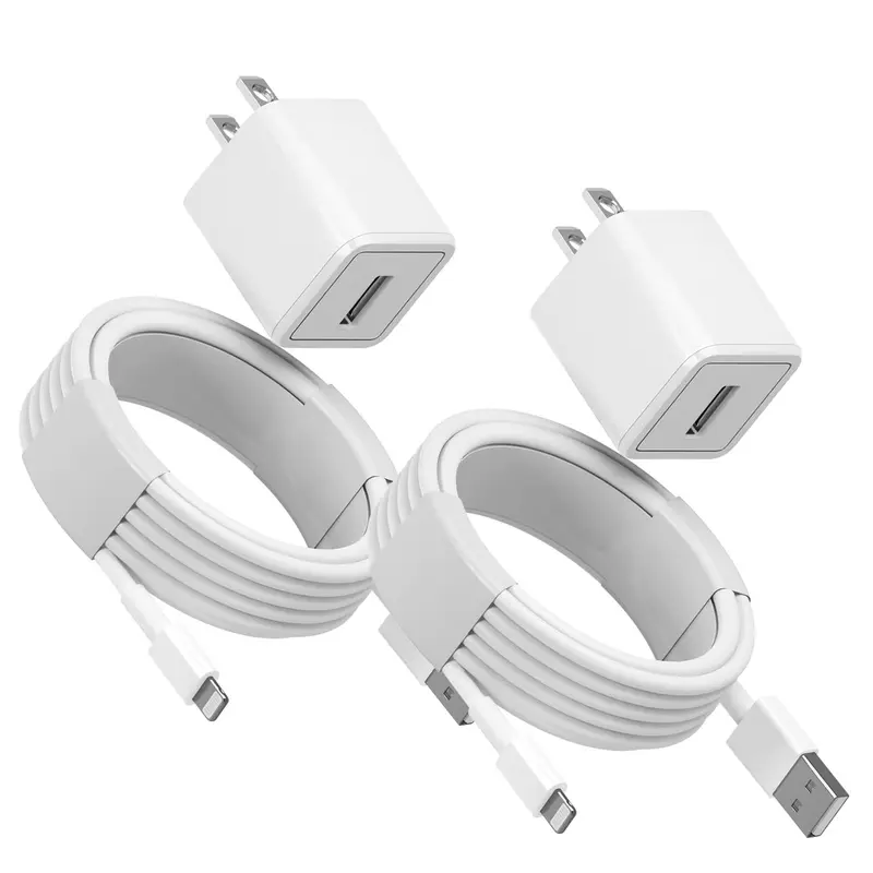 For iPhone Charger, 2pcs 10ft Lightning Cable Fast Charging Cord USB Wall Chargers Block Travel Plug Adapter for iPhone 13/12/11/10/X/8 Plus/XR/XS Max/SE/iPad, Charging Cables, Mobile