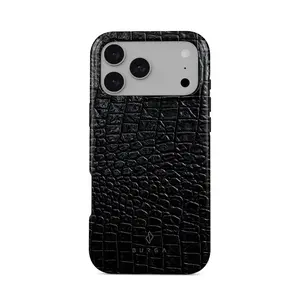 Reaper's Touch Snakeskin BURGA MagSafe Tough Case | Midnight Black Croc Embossed Aesthetic Phone Cover for iPhone 17 16 15 14 13 12 Series | Dual-Layer Shockproof Protection | MagSafe Compatible | Trendy Gift for Her