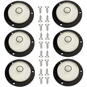 6 count Circular Bubble Level with Screws Mounted, Domed Shape Multi-Directional Round Bubble Spirit Levels Measuring Tools
