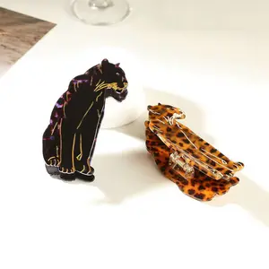 Leopard Acetate Hair Claw Clip – Vintage Tortoiseshell Animal Shape Hair Clip for Women