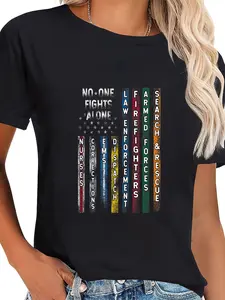 100% Cotton First Responders USA Flag Police Firefighter Appreciation T-Shirt