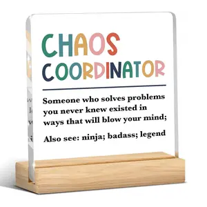Chaos Coordinator Gift, Funny Acrylic Desktop Plaque, Office Desk Decoration, Employee Appreciation Gift, Home Decor, Gift for Coworker