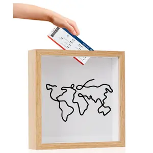 A Wooden Commemorative Ticket Storage Frame for Postcards, Tickets, And Photos, a Display Frame for Souvenirs, a Memory Box for Travel Maps, a Gift to Record Life And Travel