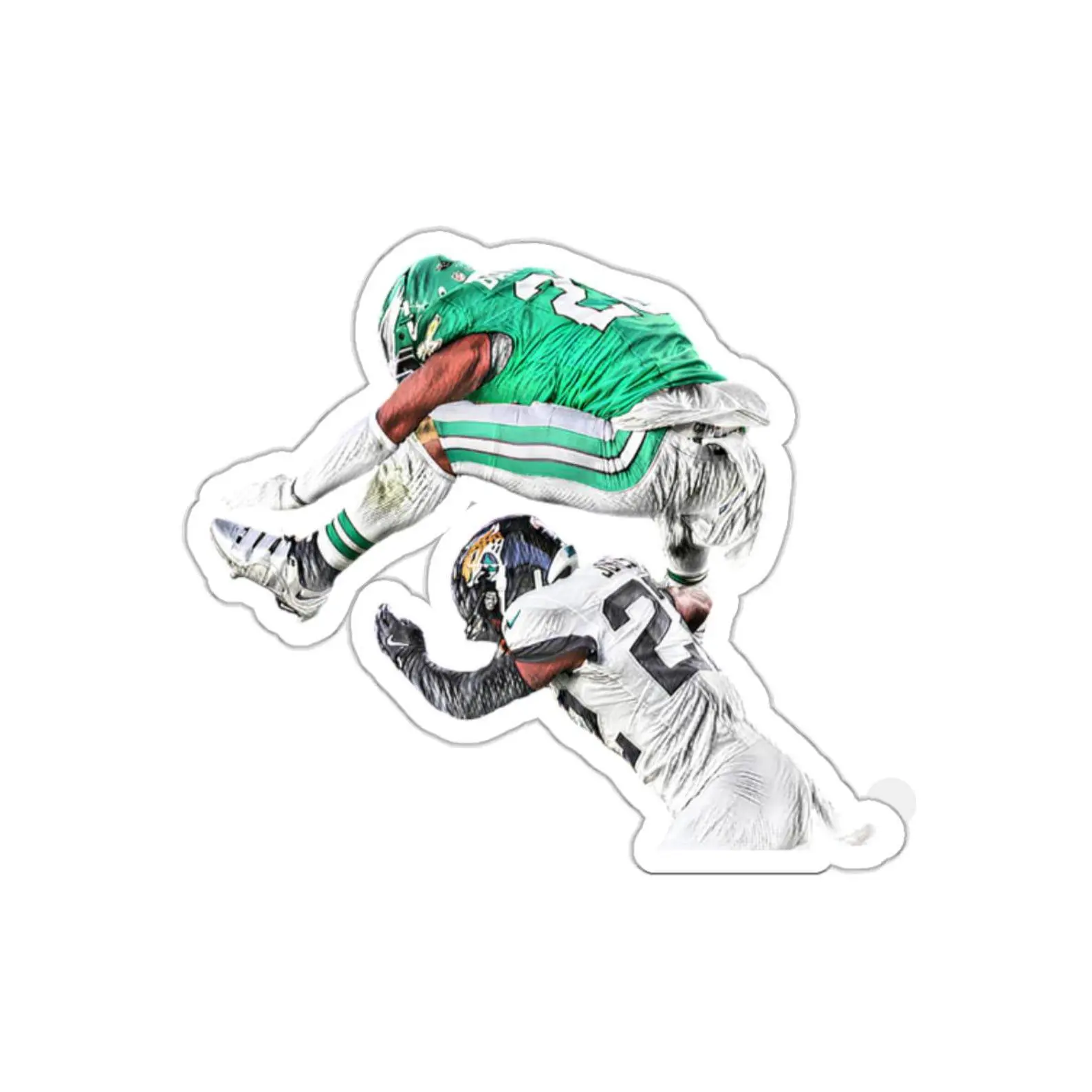 Saquon Barkley Hurdle Eagles Kiss-Cut Sticker, Football Fan Decal, Laptop Sticker, Water Bottle Sticker, Gift For Eagles Fan